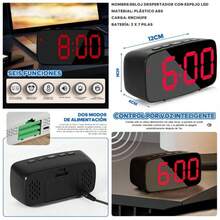 Reloj Despertador Digital, Reloj Escritorio con Luminosidad Regulable y Indicacion de Fecha y Temperatura, Reloj con Puerto de Carga Rojo - Rojo - Ver 1