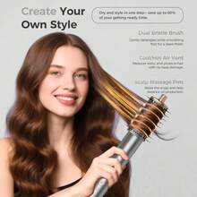 UKLISS 2 mil millones de iones negativos Juego de cepillo de aire caliente 8 en 1, alisador y rizador automático y secador de pelo, motor sin escobillas de alta potencia a 110,000 RPM, 1400W de alta potencia y calentamiento rápido, estilizador de aire de alta velocidad, cepillo para el cabello, secador de pelo, rizador para izquierda y derecha, rizado potente, secado rápido, herramienta alisadora, apta para todo tipo de cabello, gran regalo para el peinado (gris dorado)