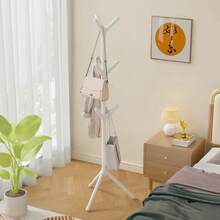 Tree-Shaped Coat Rack - 27KG Capacity Freestanding Organizer Hats, Bags, Clothes (Home & Office) - 白色九枝 - 查看 8