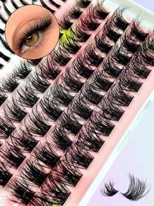 Asiteo 120Pcs D Curl Dramatic Manga Fairy Clusters Eyelash Kit, 2 Styles, Fluffy&Thick Eyelash, Mixed Length Volume DIY Eyelashes ,With Bond &Seal 2 In1 Glue,Tweezers, Individual Fake Lashes Makeup Tool,DIY Lashes Kit,Festival,Party, For Used Daily Makeup Extensions Lashes - Multicolor - View 2