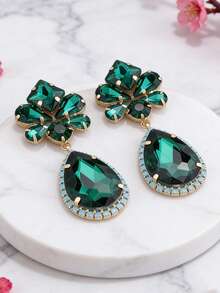 1对手工铜合金焊接几何形状水滴形玻璃水晶吊坠耳环（女士款） - 風格 - 查看 12