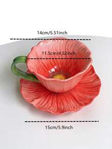 1 Set French Ceramic Cup, Baking Tray, High-Quality Water Cup, Tulip Tray Design, Coffee Cup & Saucer Set, Tea Cup & Plate - Flower Cup 4 Colors - View 14