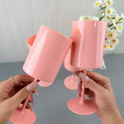 1/2/8/12/24/48pcs Pink Champagne Flute Wine Glasses | 10oz Wide Mouth White Wine Glasses, Stemless Cocktail Glasses, Dishwasher , Soft Colors, European Style, Reusable Plastic Champagne Glasses For Bachelorette Party, Wedding Toasting, Birthday Party, Christmas, Halloween