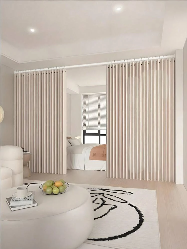 1 Peça Divisória de Cortina Dobrável Sem Haste, Pano Decorativo Pendurado para Todas as Estações para Quarto de Aluguel, Quarto, Sala de Estar, de Alta Qualidade - Multicolorido - Visão 3