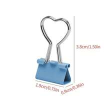 1个/10个粉色心形19毫米金属办公文件夹，折叠式设计，粉色心形回形针，办公用品文件夹，金属财务规划师文件夹夹，多功能粉色心形金属文件夹夹 - 链夹，适用于照片、标签、文件和办公/家居装饰DIY文具配件，情人节礼物，节日礼物 - 彩色 - 查看 12