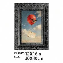 1pc Multi-Size Fashion Art PS Photo Frame, Whimsical Red Balloon & Swallow Pattern, Coordinating Memo, Artistic Oil Painting Brushstrokes, Black/Gold Rectangular, Exquisite 3D Carving, Decorative Frame To Enhance Ambiance, Suitable For Home Living Room, Bedroom, Entryway Wall Decor - Multicolor - View 14