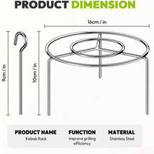 2PCS Air Fryer Stainless Steel Grill Vertical Skewer Hanging Kebab Rack Tool - Silver - View 4
