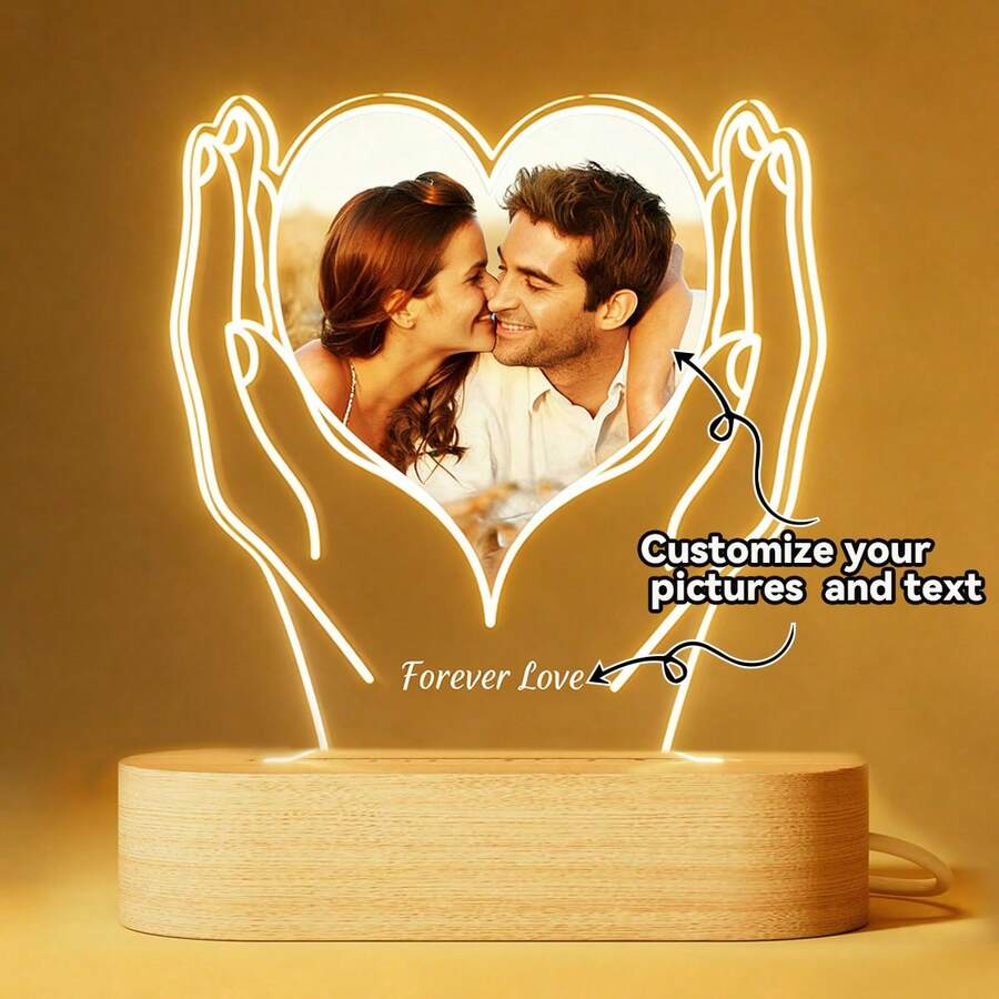 Valentine's Day Customized Warm Light Lamp - Romantic Gift - Valentine's Day Customized Colorful LED Night Light - Fun Gift - Valentine's Day Customized Night Light - Warm Light/Colorful Two Options Available - Color - View 1