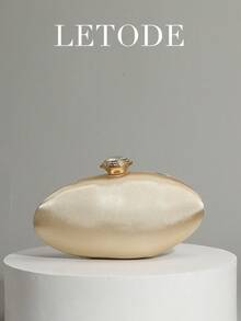 LETODE Rhinestone Jewelry Set Bling Necklace Earrings Bracelets Set For Women Evening Clutch Bag Bridal Wedding Gold Satin Fashion Metal Decoration Purses For Women Prom With Detachable Metal Chain For Wedding And Party Shoulder Bag For Women Clutch Purses For Ladies Bag Women's Handheld Evening Bag Versatile Handheld Bag Cocktail Party Wedding New Wallet Banquet Bag - Gold - View 6