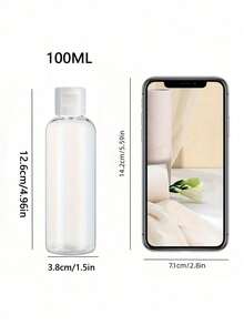 1/5入 3.4oz 透明圓形肩瓶 附翻蓋蝴蝶蓋，旅行空瓶，化妝品樣品分裝容器，旅行瓶，旅行容器，黑色翻蓋小容量防漏擠壓瓶，適用於盥洗用品、洗髮精、乳液、護髮素、旅行裝化妝品，居家旅行，白色 100ml，便攜配件收納 - 白色 - 查看 5