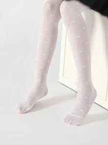 1/2/3/5双女童打底裤，儿童紧身裤，婴幼儿打底裤，白色，纯色，儿童舞蹈裤，无脚网眼打底裤，卡通心形图案，提花薄款，高弹无脚网眼袜，网眼袜，舞蹈袜，适合日常穿着，可爱学院风舞蹈裤，春夏常规无脚裤，适合学生日常聚会，搭配裙子短裤鞋子，返校紧身裤，返校季，学生，新学期，返校，教室 - 白色 - 查看 3