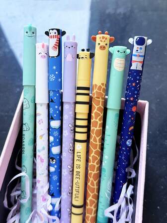 1pc Animal Shaped Erasable Ballpoint Pen, Made Of Thermal Ink, 8 Ink Colors, 0.5mm Pen Tip, Suitable For Office, School, Stationery, Learning Supplies, Christmas & Birthday Gifts, Washable Ink