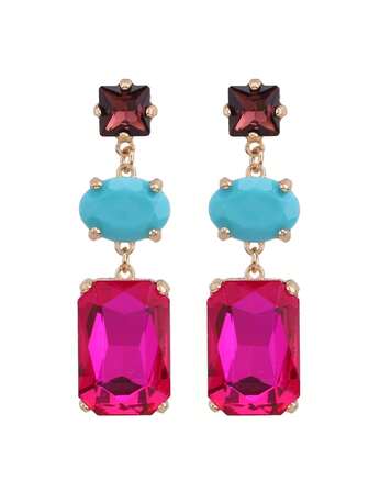 sehuoran 1 par de pendientes colgantes de aleación de zinc con forma geométrica y cristal de rhinestone hechos a mano para mujeres