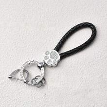 1个镶钻猫爪编织钥匙扣，金属钥匙链配件，包包挂饰吊坠 - 彩色 - 查看 8