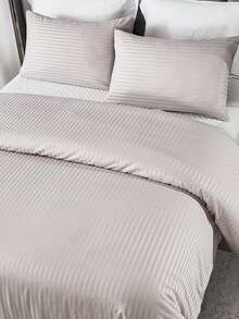 3PCs Beige Striped Vintage Style Comforter Set(1Comforter +2Pillowcases) ,Soft Microfiber Quilt Set,Classic Bedding - Suitable For Various Bed Sizes,Ideal For Gifting