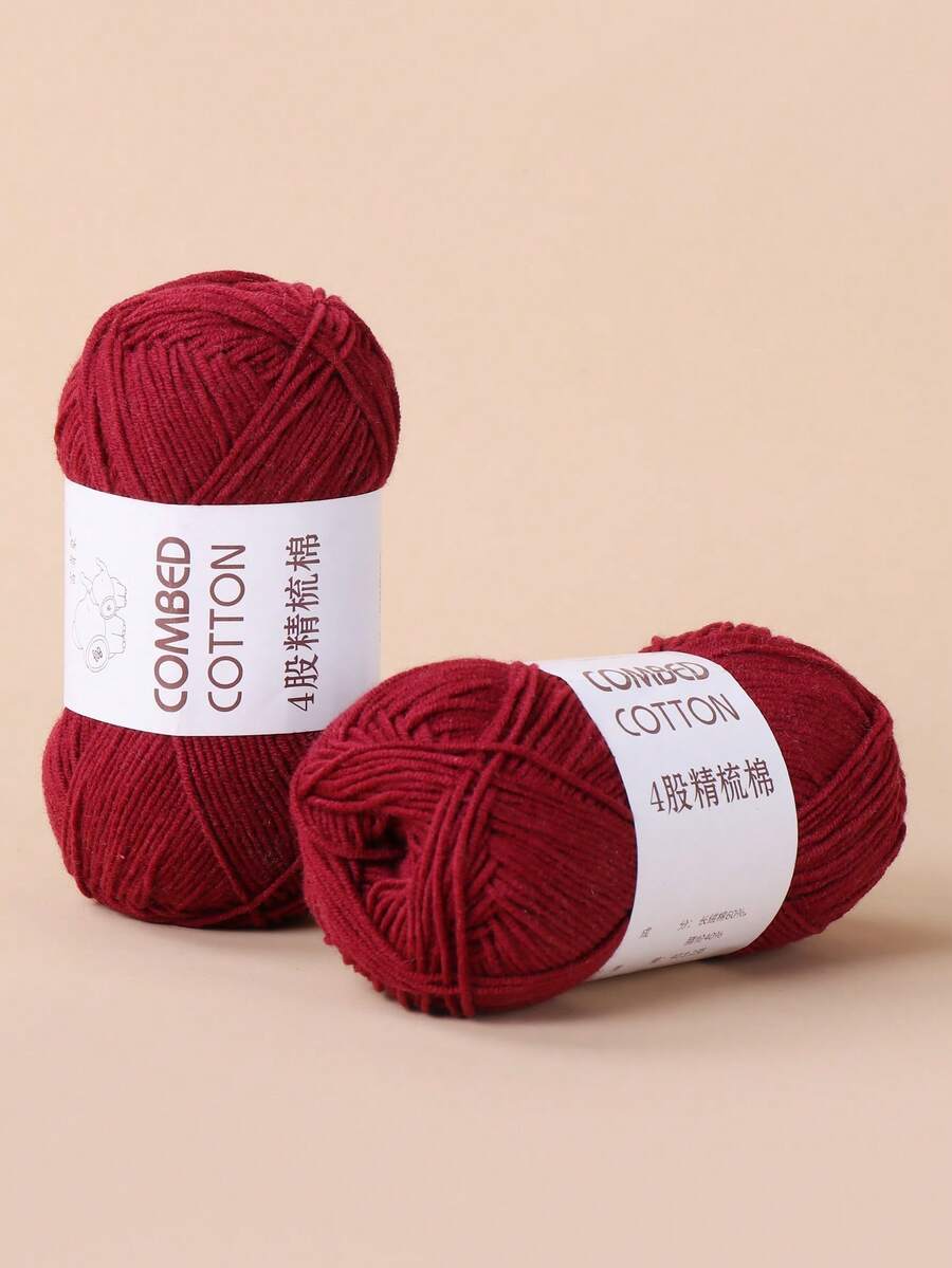 1 Roll 4-Ply Mercerized Yarn, #4 Beige, Suitable For DIY Knitting And Crochet Projects, Great For Handmade Scarves, Blankets, Hats, Sweaters, Available In Multiple Colors - Red Violet - View 1