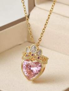An Exquisite Crown And Heart-Shaped Pendant, Jewelry To Give Her, A Gift For Ladies - Multicolor - View 4