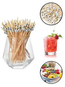 100pcs Disco Ball Cocktail Picks, Disco Ball Decorative Toothpicks, Suitable For Appetizers, Drinks And Fruits, Silver Cocktail Picks, Disco Party Decor, 70s Theme Party Supplies, Premium Party Decorations, Disco Ball Decorations, Suitable For Balls, Fashionable Bamboo Drink Picks, Wedding Disco Party Decor, Drink Cocktail Toothpicks, Disco Party Decorations - Multicolor - View 5