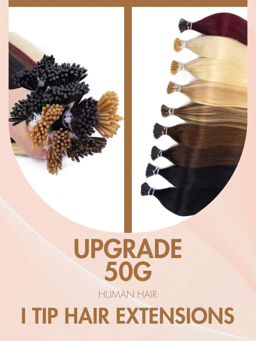 12-22 Inch Remy Human Hair I-Tip Extensions, Easy To Style, Cold Fusion, Pre-Bonded, Real Hair, Long-Lasting, Soft & Natural, Portable For Travel & Daily Styling