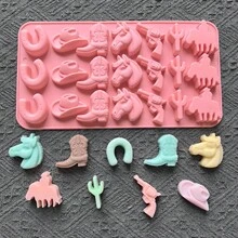 1pc 21-Cavity Western Themed Silicone Mold, DIY Cowboy Boots, Hats, Chocolate, Candy, Cake Decorating Baking Mold - Multicolor - View 8