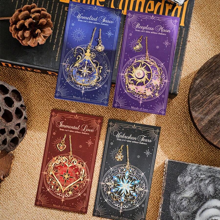 1个金属书签，阅读页夹，学生/教师礼物，浪漫花卉设计书签