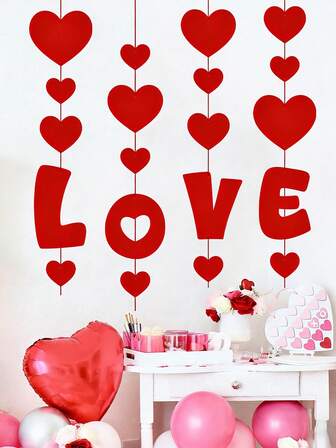 4 pezzi Decorazioni pendenti a forma di cuore con scritta LOVE, adatte per San Valentino, decorazioni appese per feste di matrimonio, salotto, camera da letto, sala da pranzo, decorazione per la casa, regalo di San Valentino, festa di San Valentino, decorazione di San Valentino