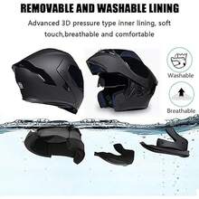 BMX HelmetMotorbike Modular Hel-Met Full Face Flip Up Motorcycle Hel-Met Dot Approved Lightweight Ventilation Design with Double Visor For Adult Men and Women - A1 - Ver 5