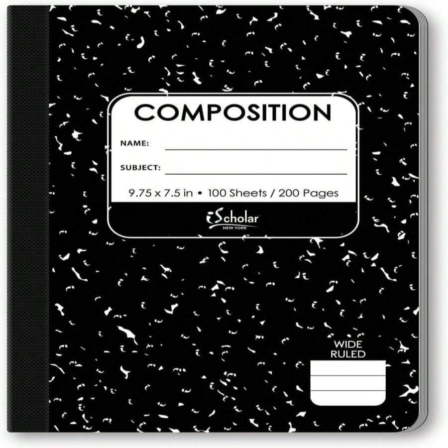 IScholar Composition Book, 150 Sheets, Wide Ruled, 975 X 75-Inches, Black Marble Cover (10150) - ColorA - 查看 1