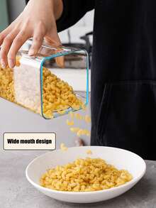 1pc Transparent Plastic Sealed Lid, Home Kitchen Nuts & Grains Storage Canister - Transparent - View 5