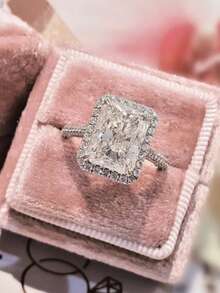 1枚女士订婚戒指，优雅款式，镶嵌宝石，适合日常佩戴、订婚、婚礼、派对等场合，也是情人节、生日等节日送给女性的珠宝礼物。 - 銀色 - 查看 3