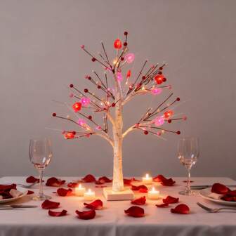 1 st Alla hjärtans dag kärleksboll LED-trädlampa, Alla hjärtans dag dekorativ skrivbordsträdlampa, batteridriven (exklusive AA-batterier) lämplig för Alla hjärtans dag-dekoration och högtidssammankomster, perfekt födelsedagspresent