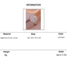 KMT 1pc Copper Zirconia 5-Petal Flower Rotatable Stress Relief Luxury Fashion Open Ring Gift Box For Women - Sunflower - View 10