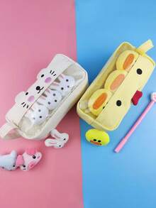 1pc Cute Plush Animal Pencil Case, Large Capacity Multi-Functional Learning Stationery, Quirky & Minimalist Design,Back To School,Bag - Multicolor - View 7