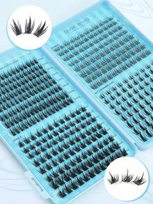 400pcs C-Curl Fluffy 3D Mink Eyelashes, High Quality, Lowest Price, New DIY False Lashes, Soft & Voluminous, Suitable For Short, Light-Colored, DIY Eyelash Extension At Home - 彩色 - 查看 3