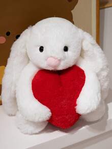 毛绒兔子玩偶，柔软可爱的兔子毛绒玩偶，手捧爱心，适合情人节、周年纪念日、生日等场合，送给女孩、男孩、女朋友的甜蜜礼物 - 彩色 - 查看 11