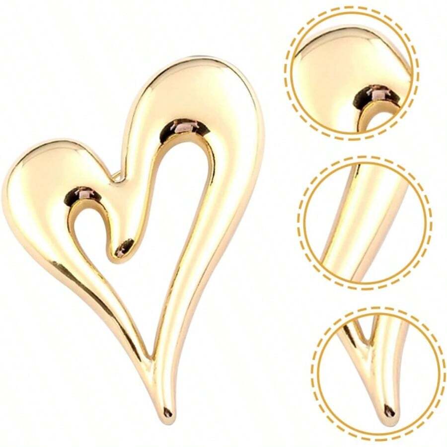 XISH Broche de amor broche de traje de cumpleaños mujer Cupido alfileres decorativos broche de corazón pin de solapa para mujer temperamento accesorios pasador de cuello - dorado+5,7x4,3CMx4 piezas - Ver 1