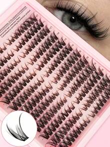 216pcs D-Curl Cluster False Eyelashes, DIY Makeup Essential, Large Capacity, Soft & Natural, Beginner-Friendly, Thick & Fluffy, Individual Lash Set, Long-Lasting & Dense, Mixed Styles, Suitable For Beginners & Everyday Use, Applicable For Weddings, Parties, Cosplay, And Music Festivals - Multicolor - View 3
