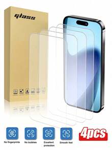 4片装 - 超清钢化玻璃膜，高硬度材质，不易碎裂，保护手机屏幕，超高清无损画质，兼容手机壳，触感顺滑，无易碎边缘，兼容 17 Pro Max/17 Pro/17 Air/17/16 Pro Max/16 Pro/16 Plus/16/15 Pro Max/15 Pro/15 Plus/15/14/13/12等型号，表面涂层防水、防汗、防指纹，屏幕保护必备，适用于日常、办公、居家等场景。防水、防震、防摔、防刮花。 - 無色 - 查看 11