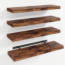 Tomnk Floating Shelves For Bathroom, 4/8pcs 15.8 Inch Wall Mounted Rustic Wood Shelves For Bathroom Storage, Bathroom Decor Back To School - Multicolor - View 16