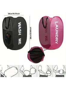 Foldable Canvas Laundry Basket Set - 1pc, Collapsible Portable Dirty Clothes Hamper, Spacious Storage Organizer With Widened Handle, Casual Rectangle Design For Home, Bathroom, Bedroom, Dorm