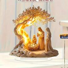 2D Flat Elegant Acrylic Christian-Themed Desk Decor With Base - Classic Style Display Sign For Home & Office, Perfect Gift Idea