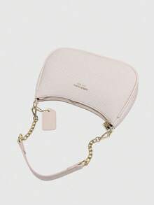 Minimalist Solid Crescent Handbag, Fashionable Baguette Tote, Versatile Shoulder/Underarm Bag, Y2K Babe Bag With Bow Charm, Stylish Crossbody Bag - White - View 6