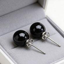 1 Pair 925 Sterling Silver Natural Agate & Carnelian Round Earrings, Designer Fashion Elegant Sexy Jewelry Gift For Young Women, Luxury Couple Vacation Present