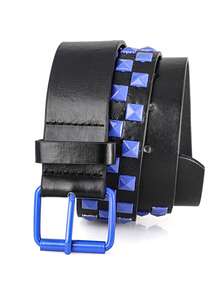 Thắt lưng hạt vuông nhiều màu sắc phổ biến kiểu Châu Âu và Mỹ dành cho nữ, trang trí khóa kim, phun sơn, khảm hình kim tự tháp, thắt lưng bản rộng. - Nhiều màu - Xem 3