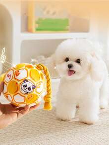 互动式狗狗球玩具，可爱宠物狗拉扯发声玩具，咀嚼训练铃铛玩具，抛掷毛绒球狗狗追逐玩具，狗狗咀嚼玩具，狗狗球玩具，防咬狗狗玩具，耐用狗狗球，发声互动玩具 - 彩色 - 查看 2