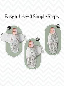 GLLQUEN BABY 婴儿襁褓睡袋 3 件装 - 适用于新生儿、0-3 个月婴儿、女婴、男婴，柔软舒适的新生儿睡袋，婴儿房襁褓毯