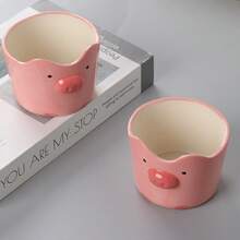 1pc Ceramic Piggy Mug, Cute Ceramic Piggy Tumbler, Home Drinkware Ceramic Mug, Lovely Couple Mug, Suitable For Daily Home Use, Drinking Water, Coffee, Juice - Multicolor - View 7