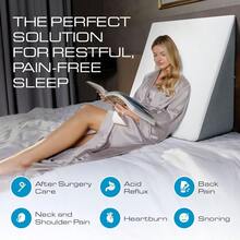 Almohada inclinada para cama con parte r de espuma viscoelástica elegante funda jacquard para dormir y contra el reflujo ácido y la acidez estomacal almohada ERGE contra los ronquidos de Kölbs - Altura extra ancha de 12" - Ver 2