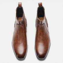 Giày bốt Chelsea nam, kiểu dáng cổ cao retro, phong cách công sở thường ngày, giày bốt nam thanh lịch kiểu Anh cổ điển. - màu nâu - Xem 6