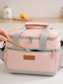 1 pièce Sac isotherme à bandoulière imprimé marguerite/cerise, boîte à lunch isotherme étanche avec doublure en aluminium épais, boîte à lunch réutilisable pour le bureau, le pique-nique, la randonnée, la plage pour les femmes et les adultes, espace de grande capacité pour ranger la nourriture et les boissons à utiliser lors des sorties, idéal pour le travail, l'école, le bureau, le pique-nique, les voyages et le camping